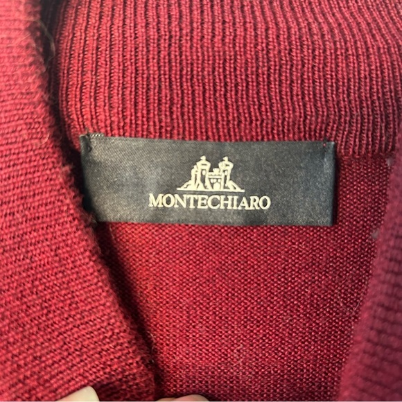 Montechiaro Vintage Mock Neck Wool Sweater Size 52/ Large Made In Italy Red - Picture 3 of 10